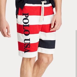 Polo Ralph Lauren Striped French Terry Shorts American Flag Designed SZ.XL